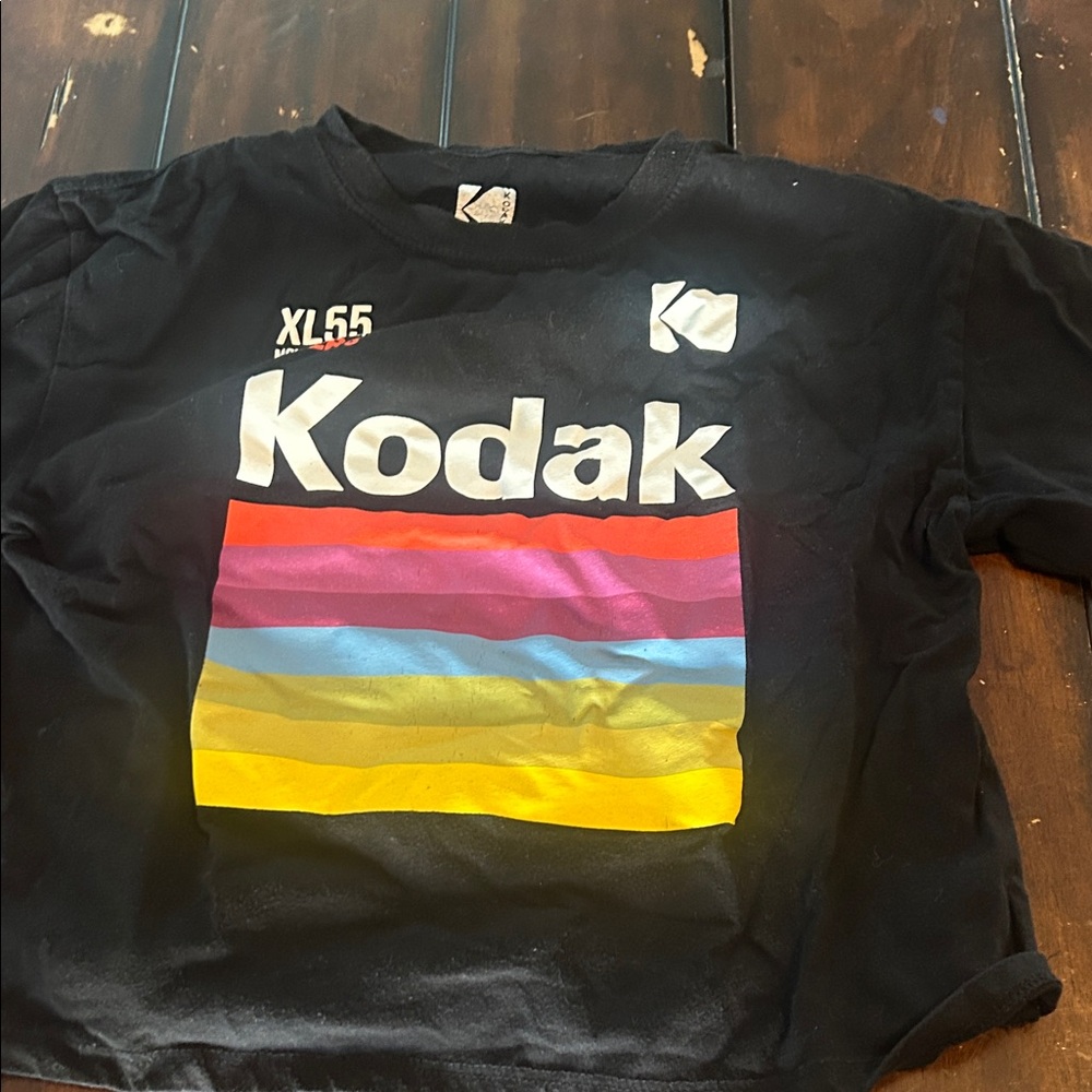 Kodak Kids Black Tee with Colorful Stripes